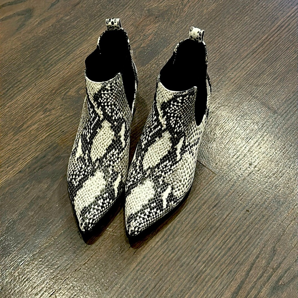Black and white boots